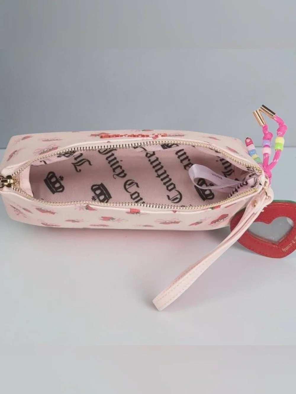 Juicy Couture Sweet Strawberry Triangle Gusset Pouch Wristlet